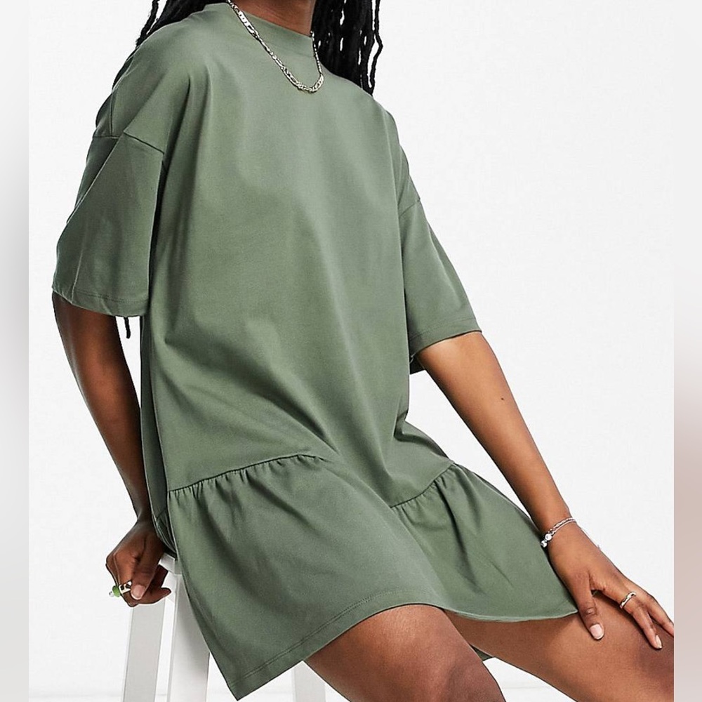 ASOS ruffle hem tshirt dress